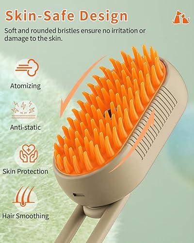 3-en-1 Cepillo con Vapor para mascotas