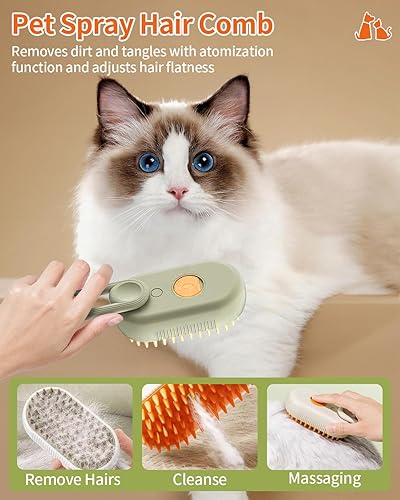 3-en-1 Cepillo con Vapor para mascotas